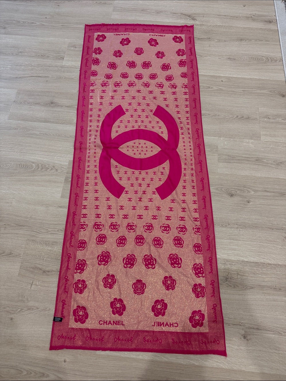 CHANEL Hot Pink and Fuchsia CC Logo Towel